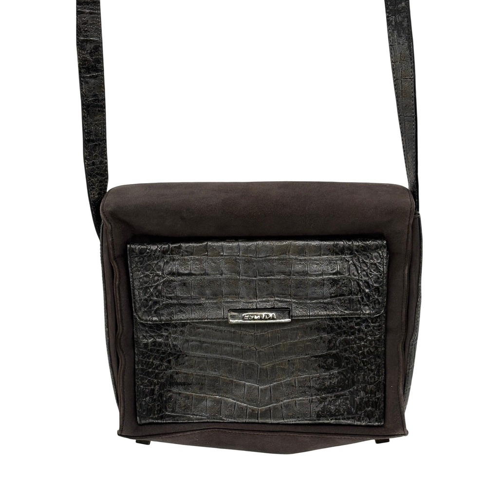 Escada Crossbody Bag Camera Style Brown Black